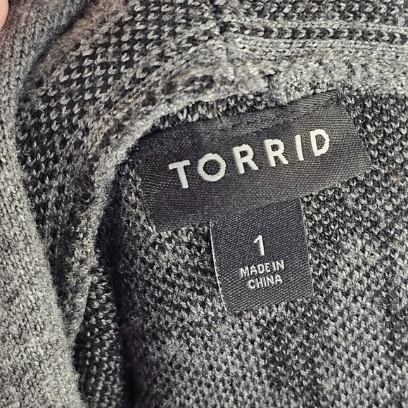 Torrid Luxe Cozy Jacquard Coatigan Leopard Print Patchwork Sz 1 14 - 16 - Picture 9 of 12